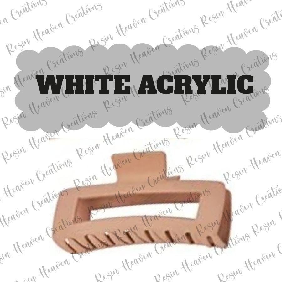 SCALLOPED Large Hair Claw Clip (WHITE acrylic 4 inch)