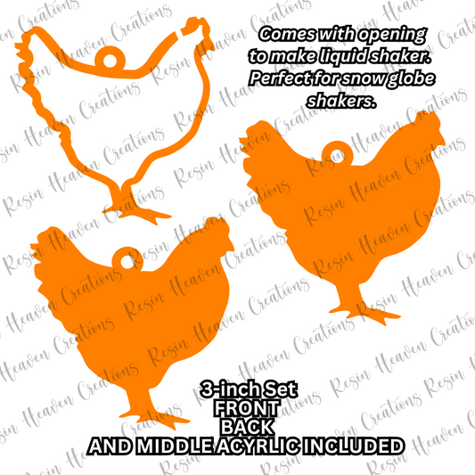 Chicken Ornament Shaker (3 inch)