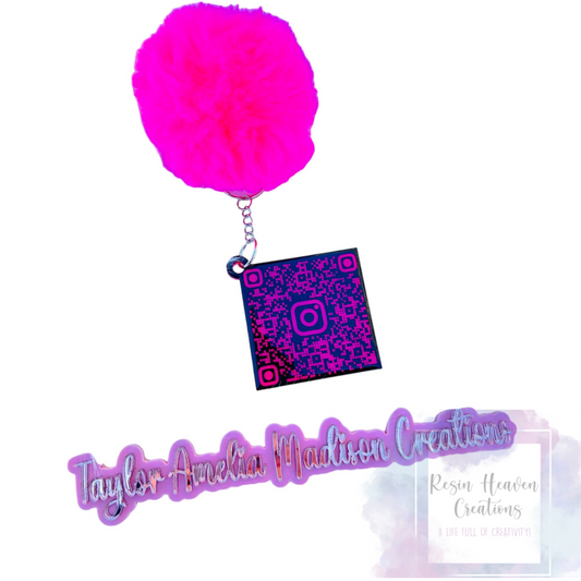 Small Business Bundle (One line watermark with QR code keychain)