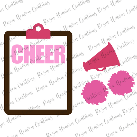 Clipboard Shaker CHEER (keychain or badge reel)