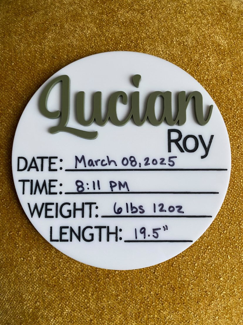Personalized Baby Birth Announcement Sign – Keepsake for a Lifetime (Custom)