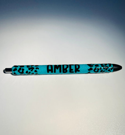 Cheetah Print Glitter Pen with name