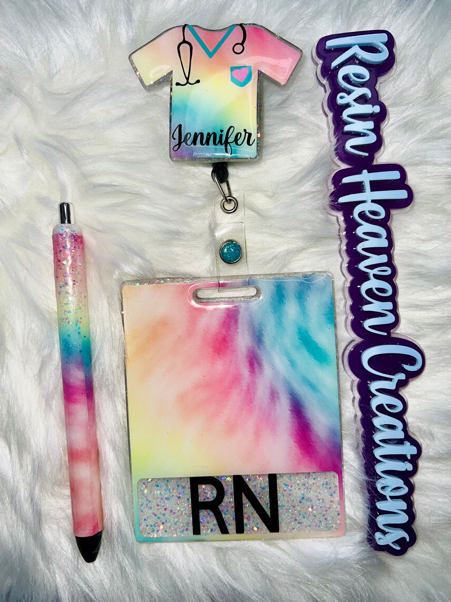 Tie Dye Badge, badge buddy and Pen set.