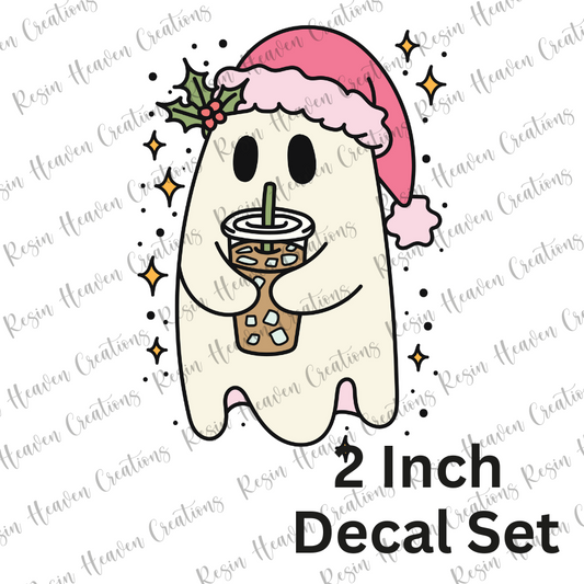 Cute ghost with ice coffee (Decal Set)