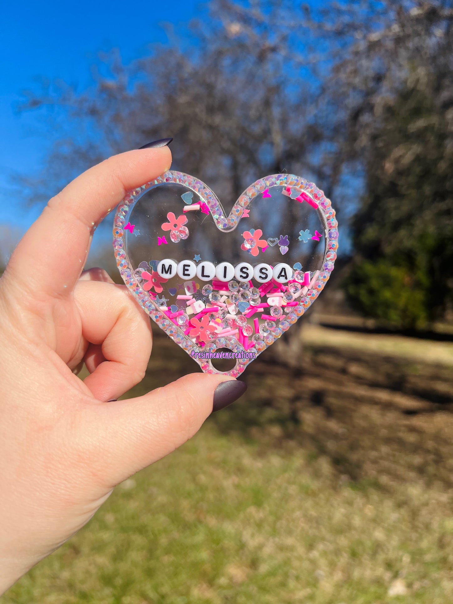 Heart Shaped Stanley topper with rhinestones