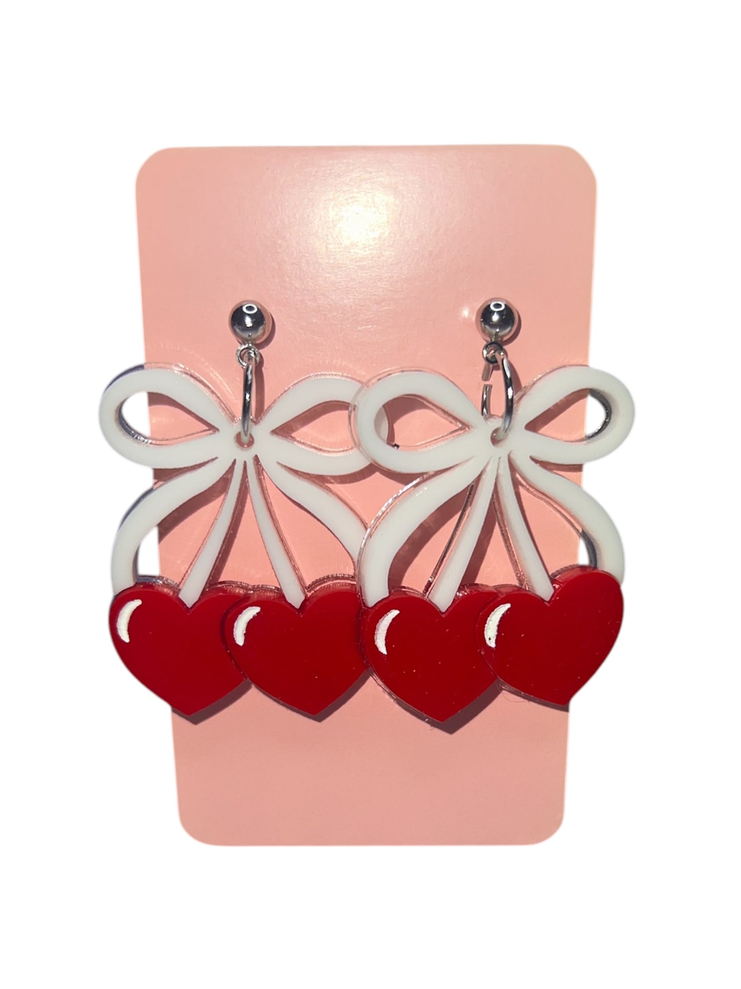 Bow and heart Earrings (READY TO SHIP)