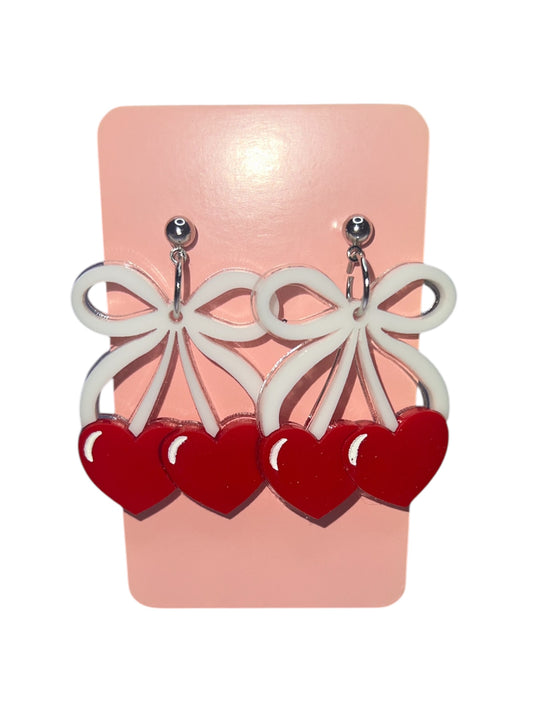 Bow and heart Earrings (READY TO SHIP)