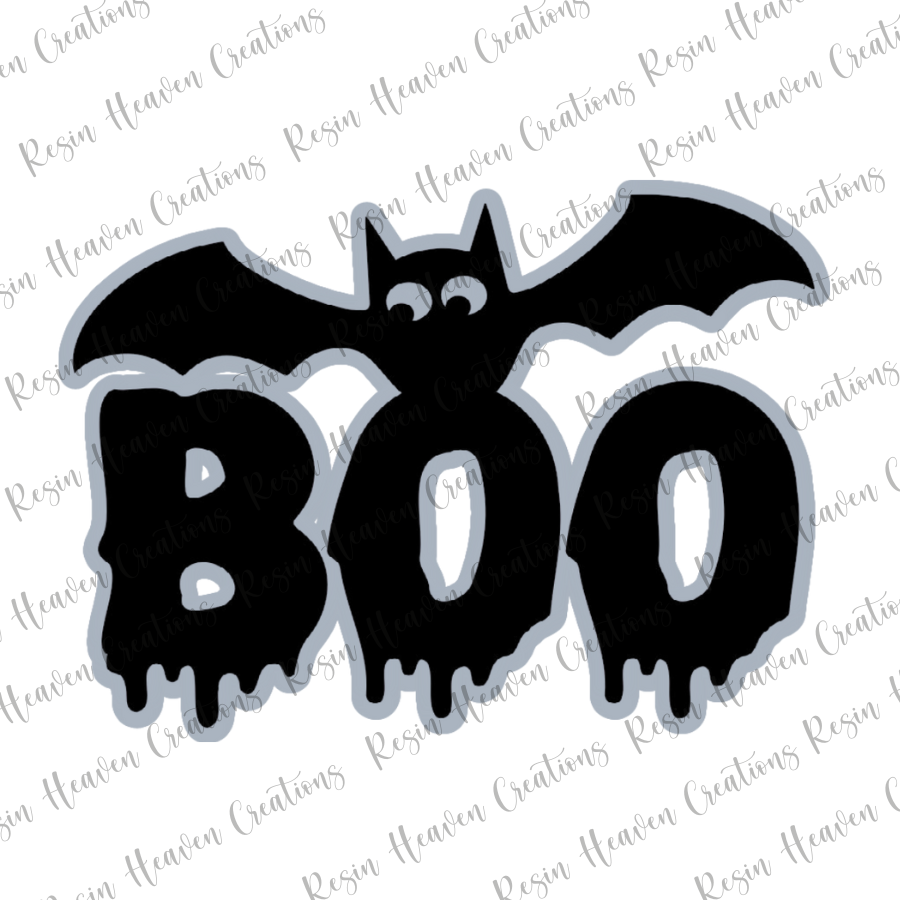 BOO with bats (keychain or badge reel)