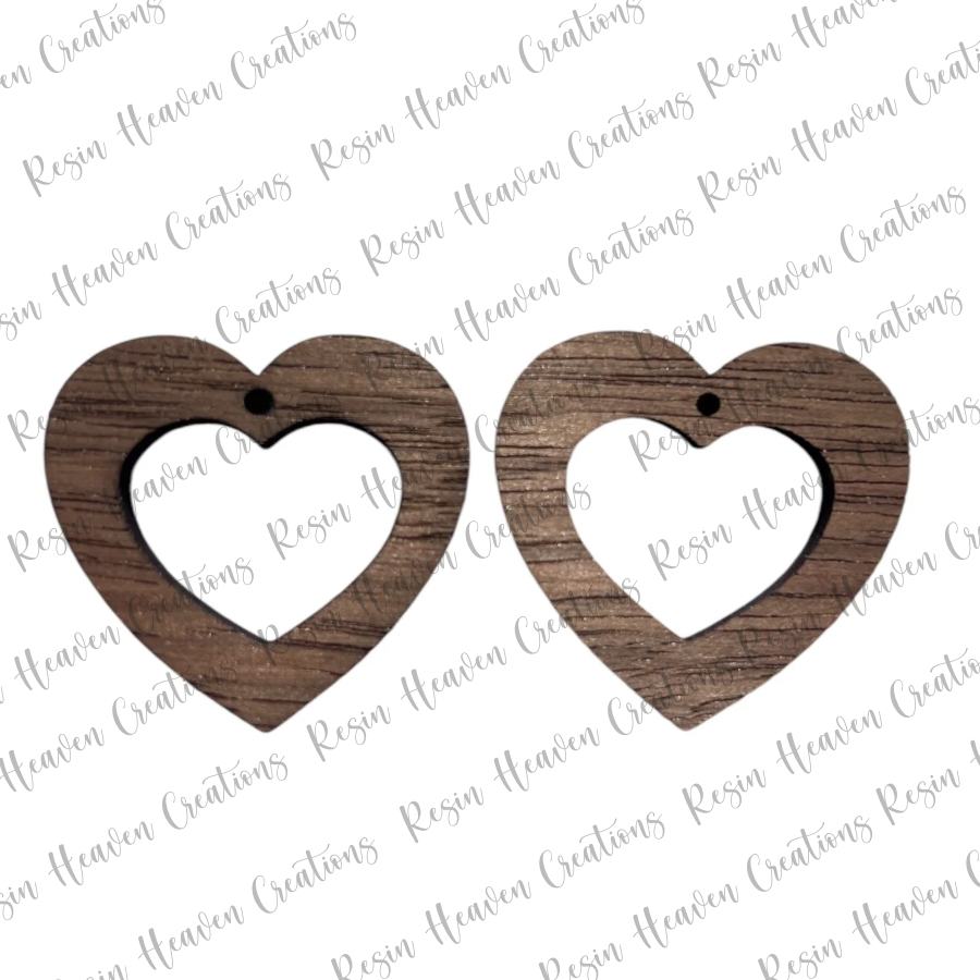 Heart Raw Peruvian Walnut Earring Blanks