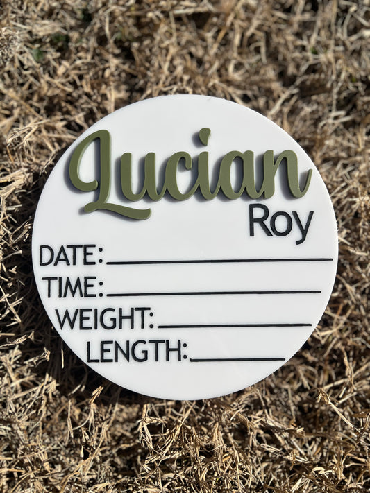 Personalized Baby Birth Announcement Sign – Keepsake for a Lifetime (Custom)