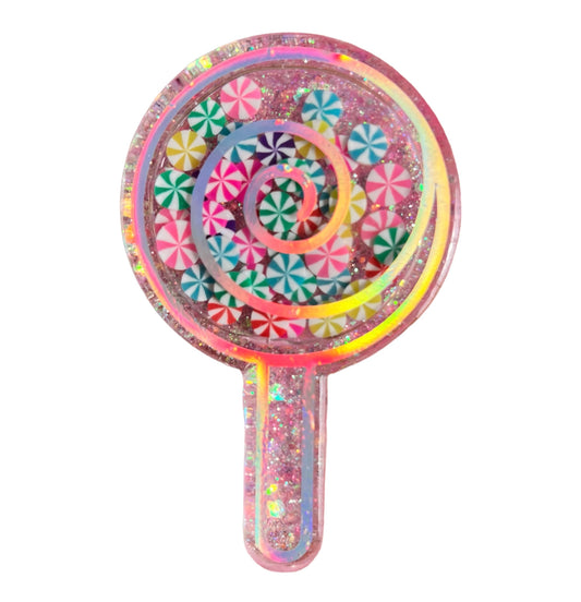 Ready to ship lollipop shaker badge reel with interchangeable attachments (belt clip)