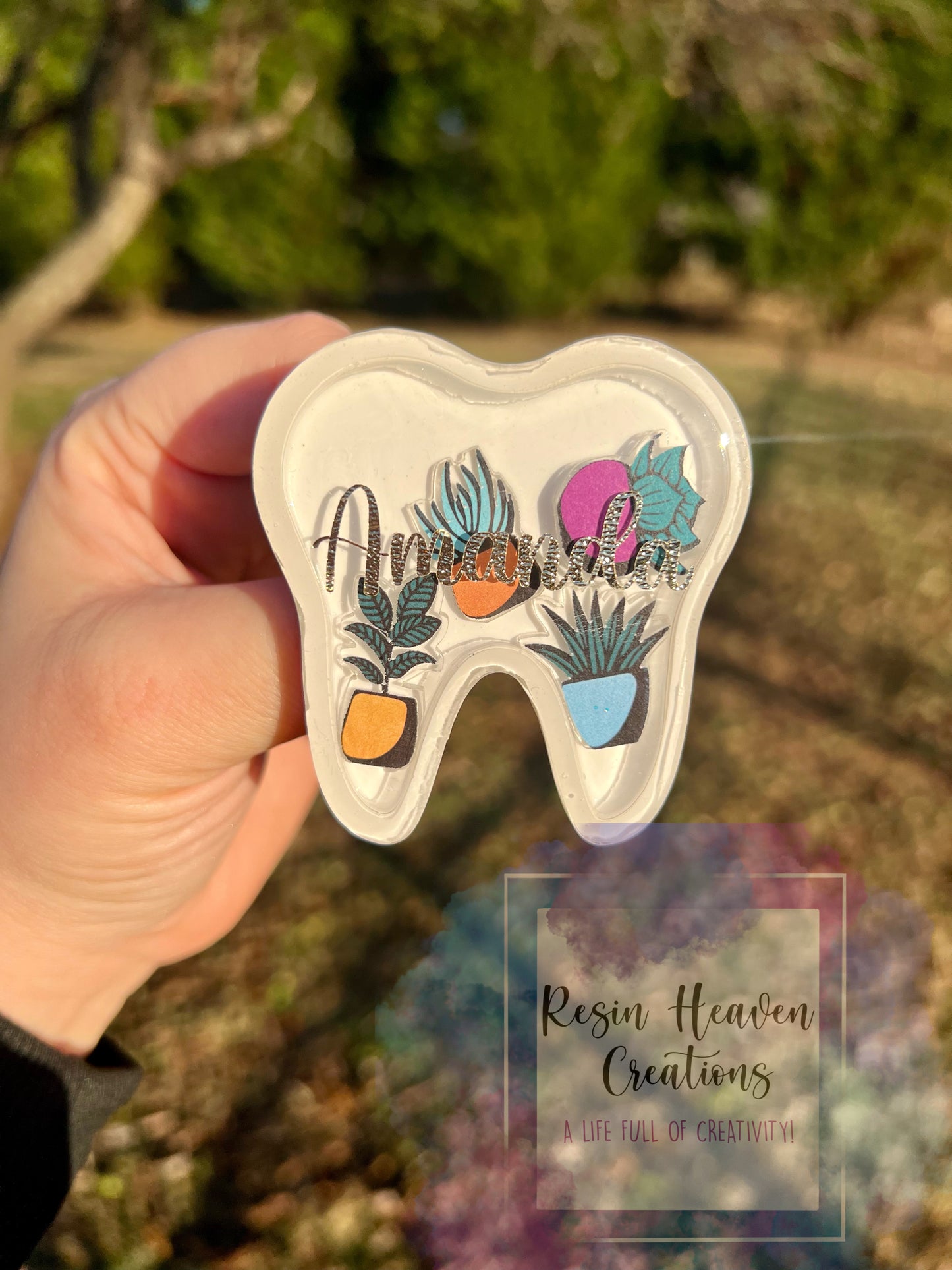 Plant lady tooth name tag