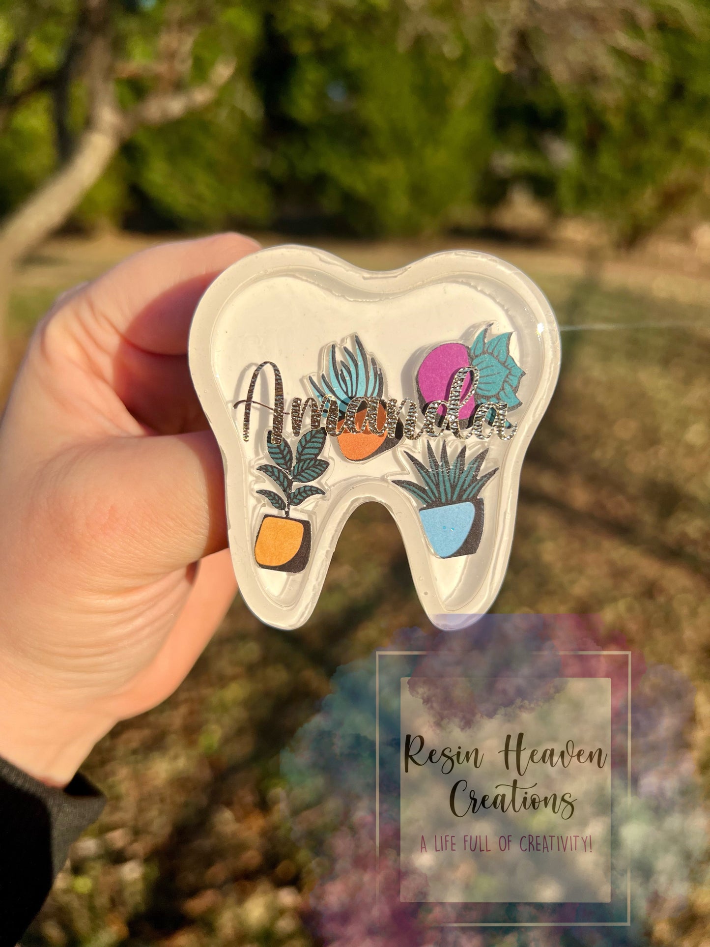 Plant lady tooth BADGE REEL. – Resin Heaven Creations