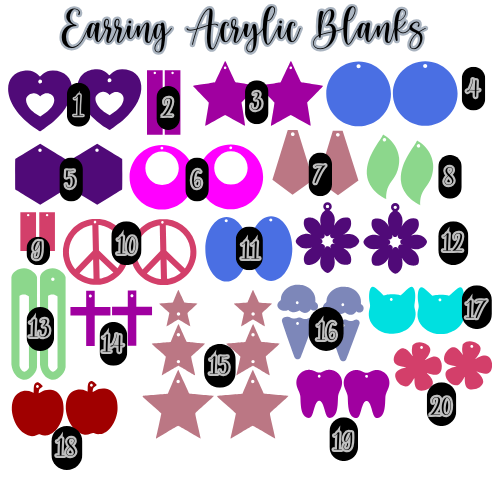 ALL Earring Acrylic Blanks (1-20)