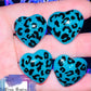 Cheetah Print Heart Valve Caps