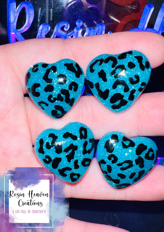 Cheetah Print Heart Valve Caps